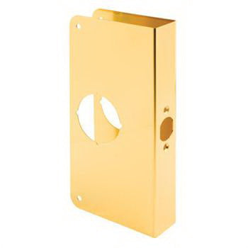 Defender Security U 9547 Door Reinforcer, 2-3/8 in Backset, 1-3/8 in Thick Door, Solid Brass, Brass, 9 in H, 3-7/8 in W