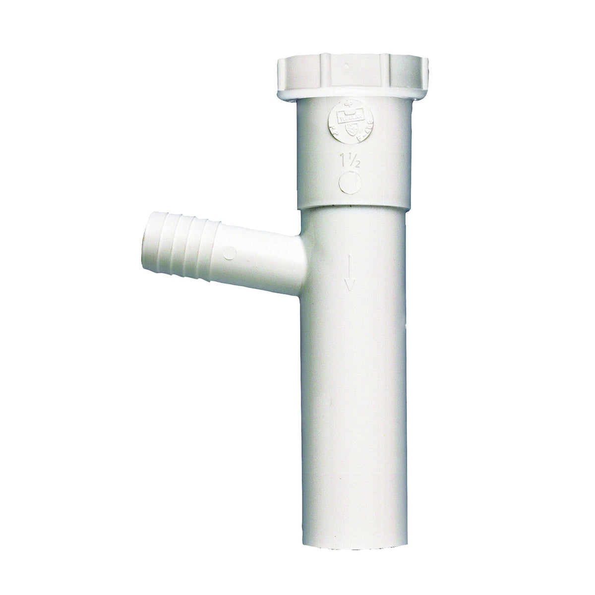 Plumb Pak PP66-14W Dishwasher Tailpiece, 1-1/2 in, 8 in L, Slip-Joint, 3/4 in Branch (5/8 in O.D.) Branch, Plastic