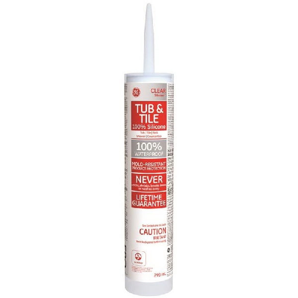 GE Silicone I SE1191 Tub and Tile Sealant, Clear, 10.1 oz