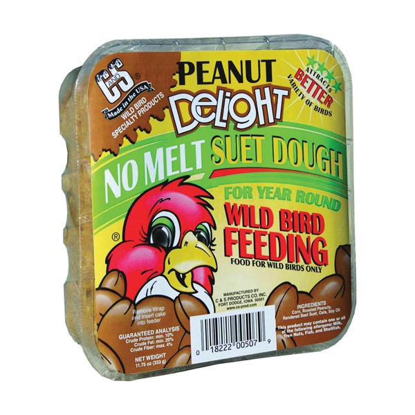 C&S No Melt Suet Dough Delights CS12507 Bird Suet, Peanut Flavor, 11.75 oz
