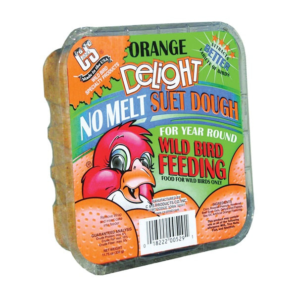 C&amp;S No Melt Suet Dough Delights CS12529 Bird Suet, Orange Flavor, 11.75 oz