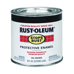 Stops Rust 7777730 Enamel Paint, Satin, Black, 0.5 pt, Can, Oil Base, Application: Brush, Roller, Spray