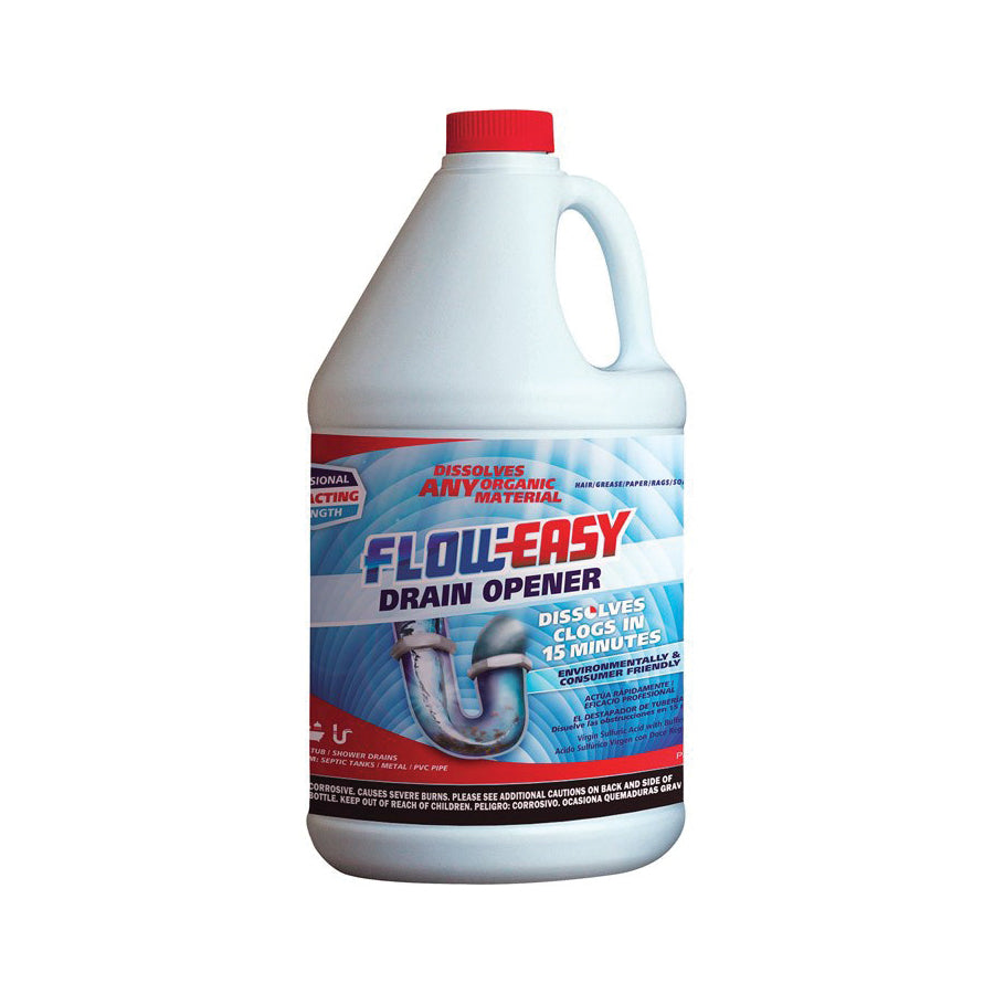 FLOW-EASY FE128 Drain Opener, Liquid, Brown, 1 gal
