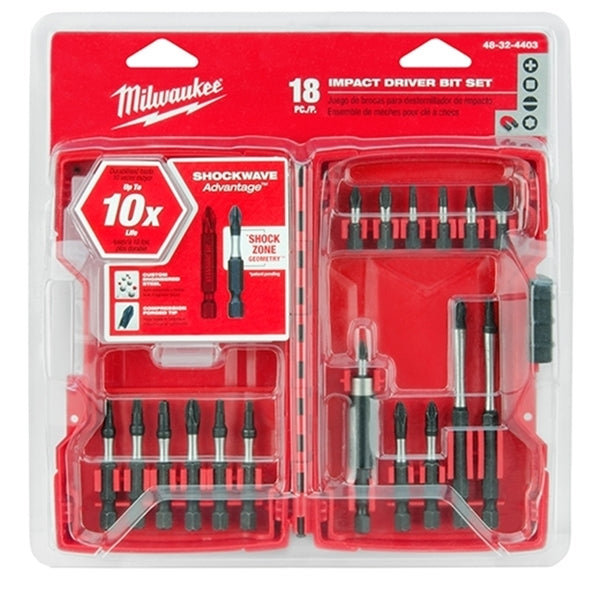 Milwaukee 48-32-4403 Impact-Duty Driver Bit Set, 18-Piece, Steel