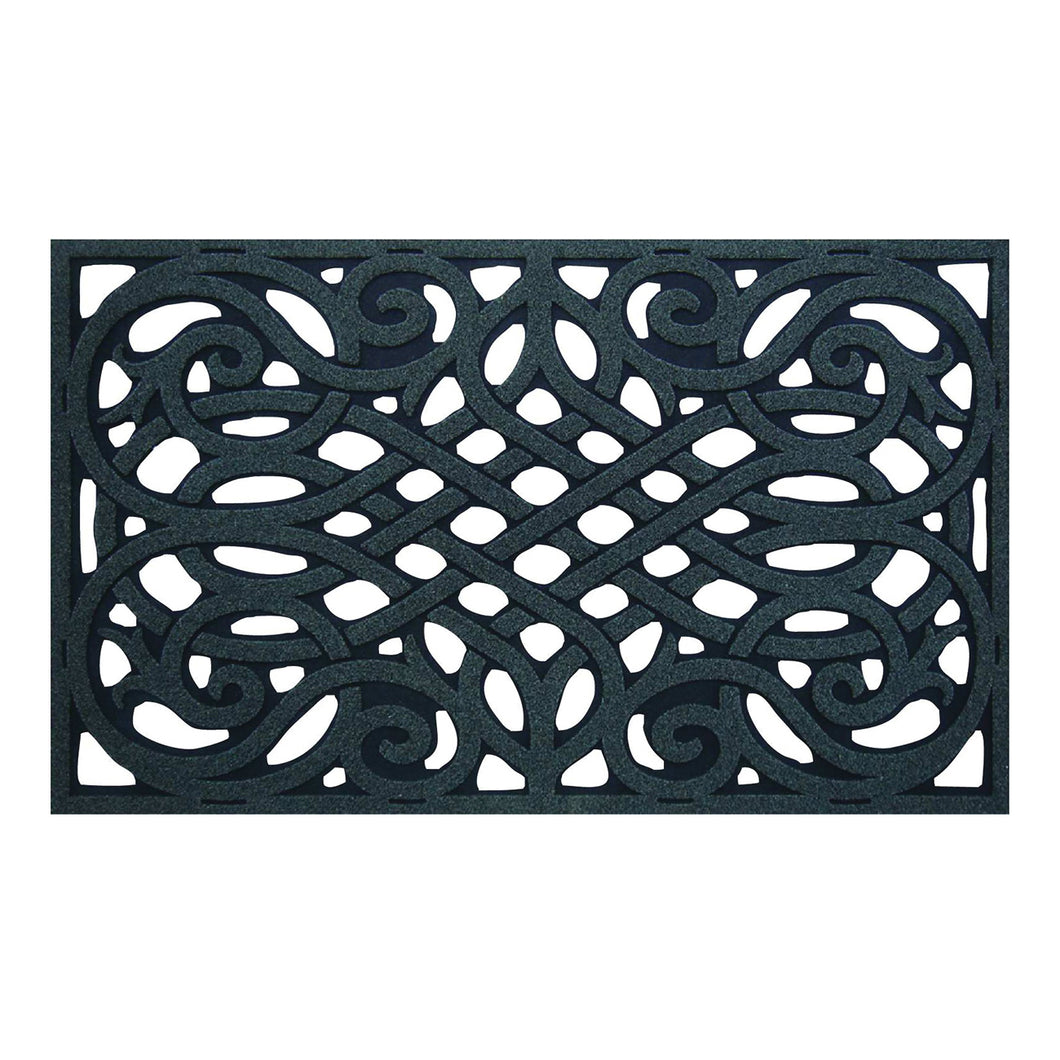 Simple Spaces 06ABSHE-15-3L Door Mat, 30 in L, 18 in W, Flock Dye Cut Pattern, Polyester Surface, Gray