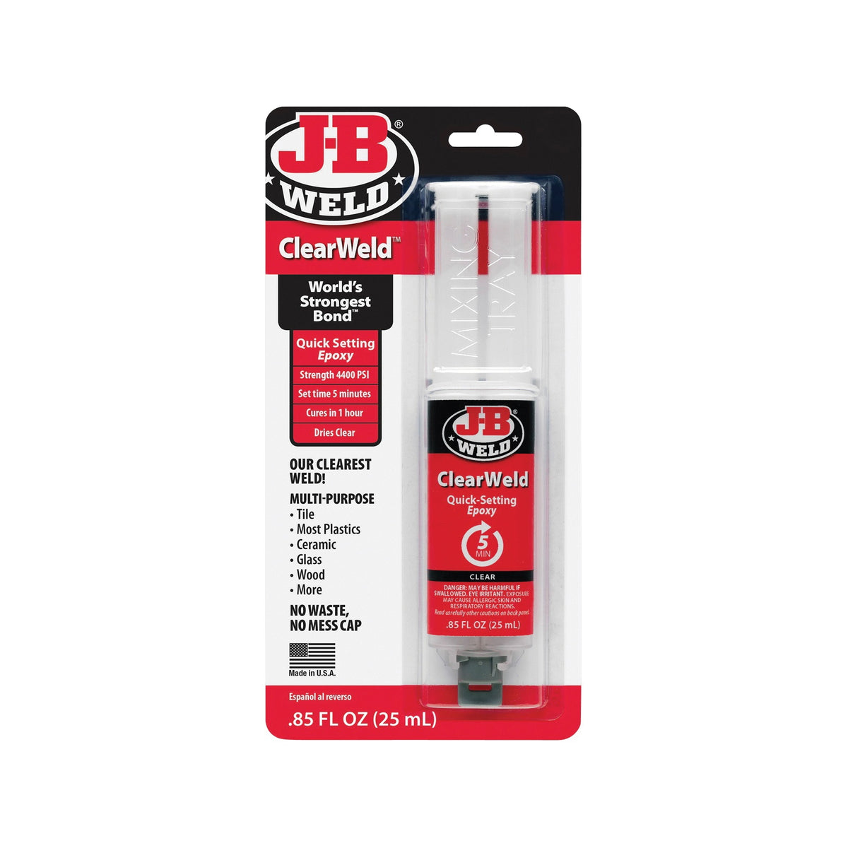 J-B WELD 50112 Epoxy Adhesive, Clear, Liquid, 25 mL Syringe