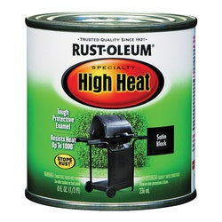 RUST-OLEUM 7778730 Enamel Paint, Satin, Black, 1/2 pt, Can, Oil Base, Application: Brush