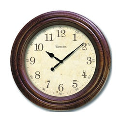 Westclox Classic Series 33883P Clock, Round, Almond Frame, Wood Clock Face, Analog