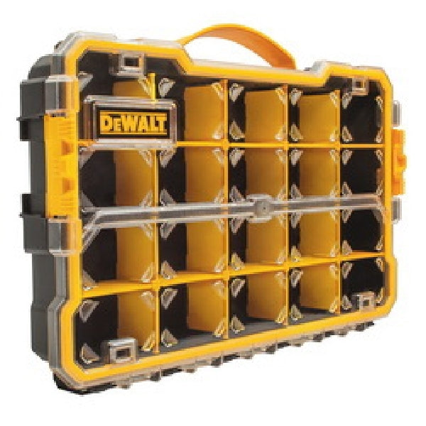 DeWALT DWST14830 Pro Organizer, 17-5/8 in L, 11 in W, 2-7/8 in H, 20-Compartment, Polycarbonate, Black/Yellow