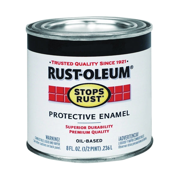 Stops Rust 7776730 Enamel Paint, Flat, Black, 0.5 pt, Can, Oil Base, Application: Brush, Roller, Spray