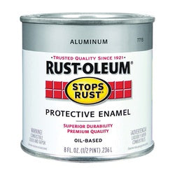 Stops Rust 7715730 Enamel Paint, Metallic, Aluminum, 0.5 pt, Can, Oil Base, Application: Brush, Roller, Spray