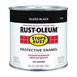 Stops Rust 7779730 Enamel Paint, Gloss, Black, 0.5 pt, Can, Oil Base, Application: Brush, Roller, Spray