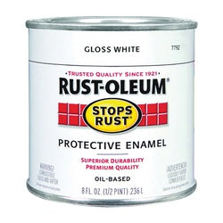 Stops Rust 7792730 Enamel Paint, Gloss, White, 0.5 pt, Can, Oil Base, Application: Brush, Roller, Spray