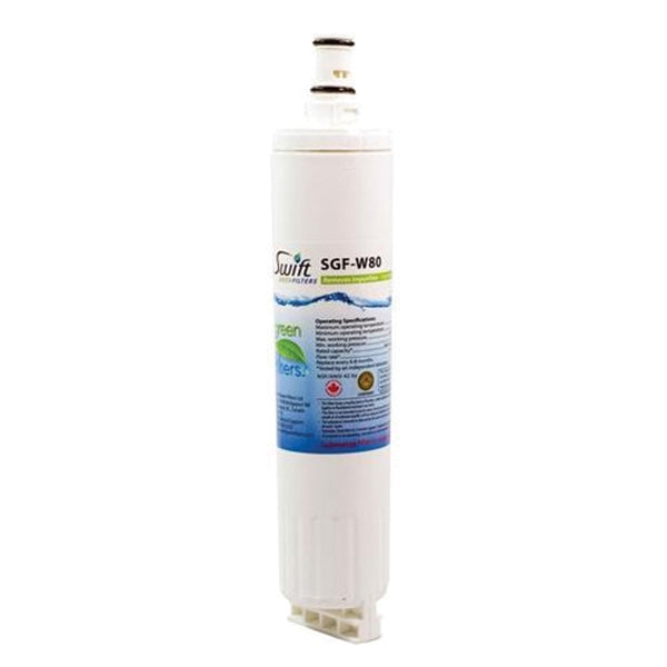 SWIFT GREEN FILTERS SGF-W80 Refrigerator Water Filter, 0.5 gpm, 0.5 um Filter, Coconut Shell Carbon Block Filter Media