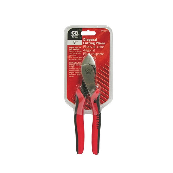 GB GPS-3228 Diagonal Cutting Plier, 8 in OAL, 1-3/8 in Jaw Opening, Red Handle, Comfort-Grip Handle, 3/4 in L Jaw