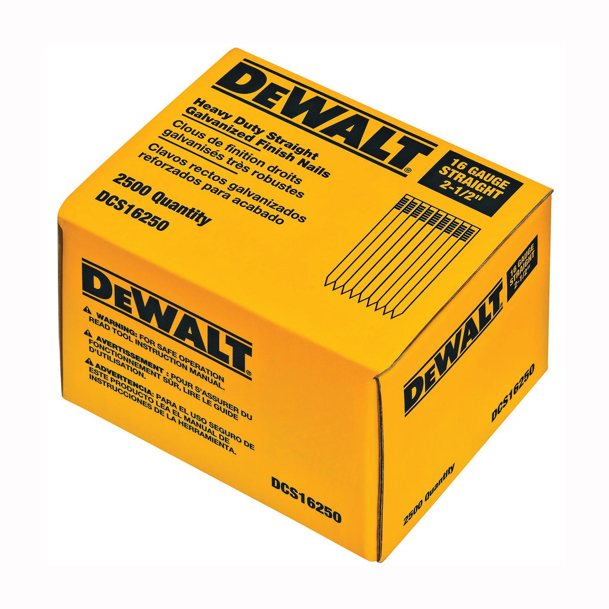 DeWALT DCS16150 Finish Nail, 1-1/2 in L, 16 Gauge, Steel, Galvanized, Brad Head, Smooth Shank
