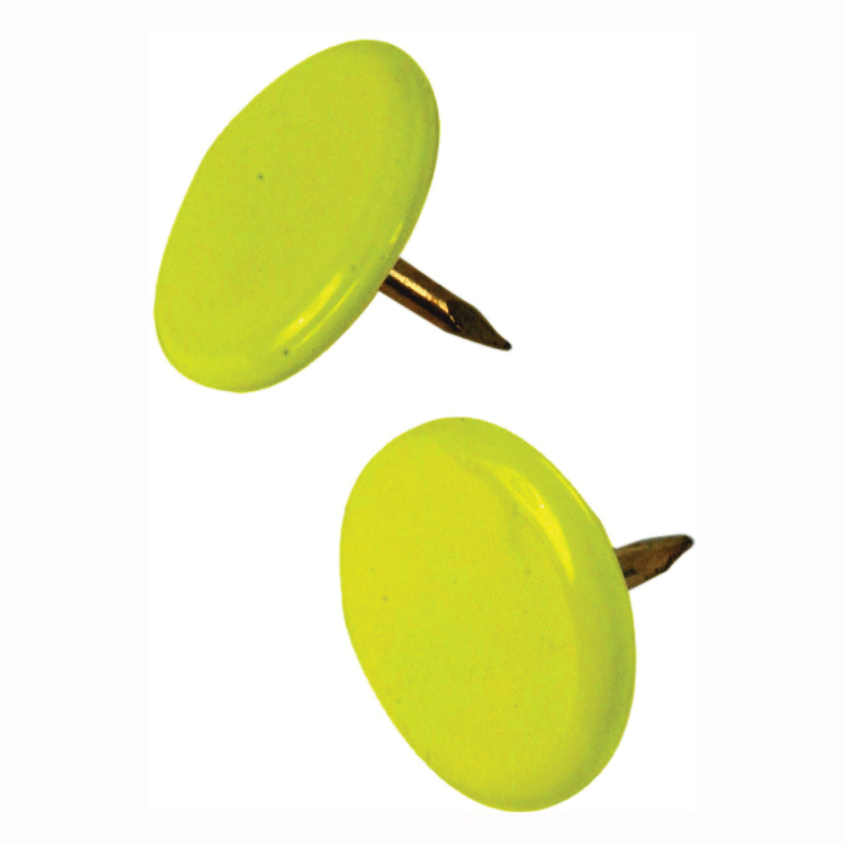 HILLMAN 122671 Thumb Tack, 15/64 in Shank, Steel, Painted, Yellow, Cap Head, Sharp Point