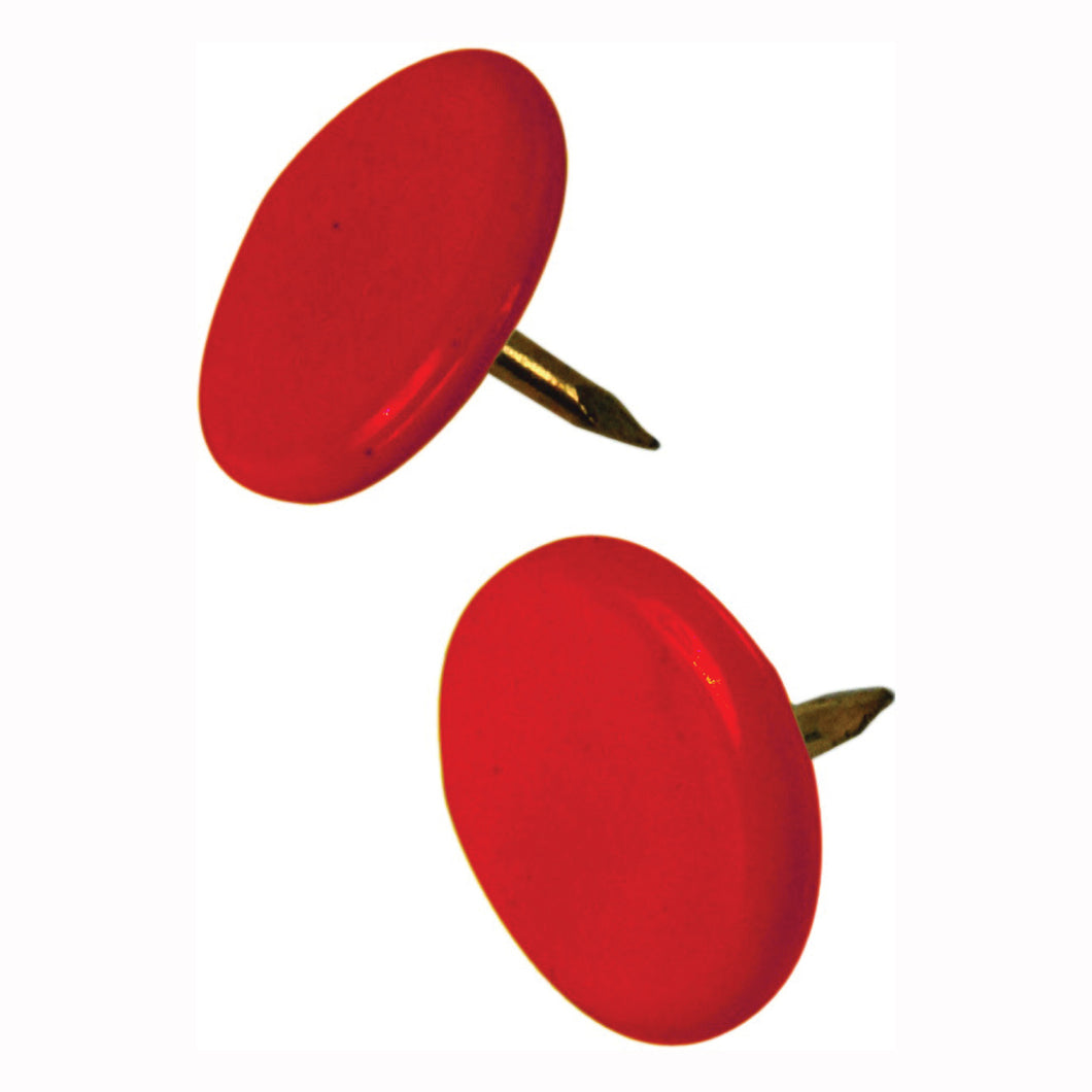 HILLMAN 122673 Thumb Tack, 15/64 in Shank, Steel, Painted, Red, Cap Head, Sharp Point