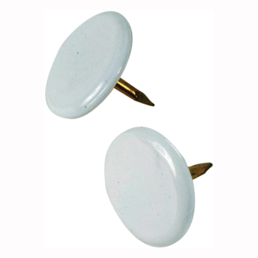 HILLMAN 122674 Thumb Tack, 15/64 in Shank, Steel, Painted, White, Cap Head, Sharp Point