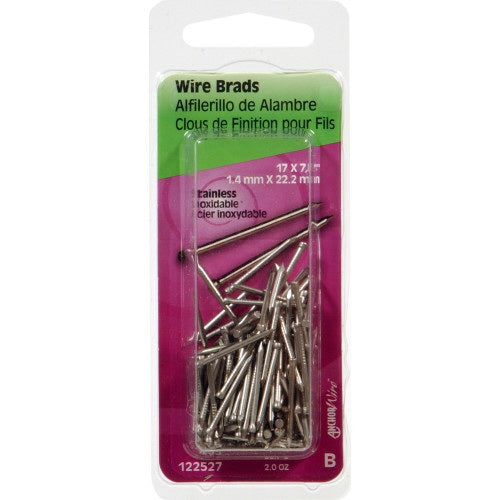 HILLMAN 122527 Wire Brad, 7/8 in L, Steel, Stainless Steel, Brad Head, Thin Shank, 2 oz