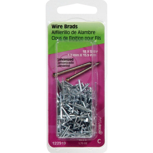 HILLMAN 122518 Wire Brad, 1/2 in L, Steel, Galvanized, Brad Head, Thin Shank, 2 oz