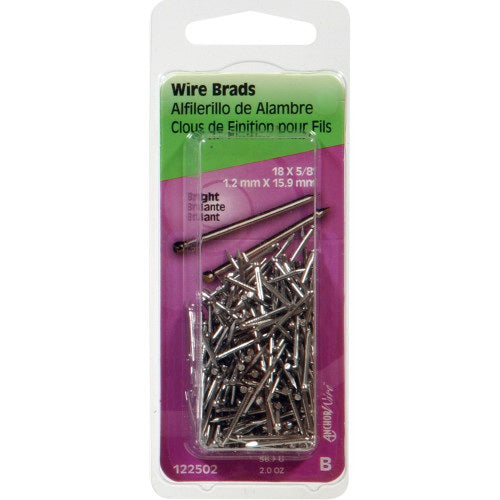 HILLMAN 122502 Wire Brad, 5/8 in L, Steel, Bright, Brad Head, Thin Shank, 2 oz