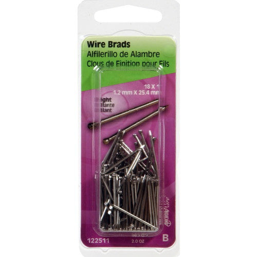 HILLMAN 122511 Wire Brad, 1 in L, Steel, Bright, Brad Head, Thin Shank, 1.5 oz