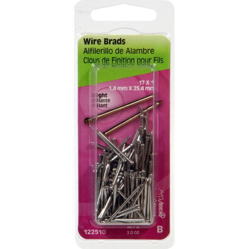 HILLMAN 122510 Wire Brad, 1 in L, Steel, Bright, Smooth Shank