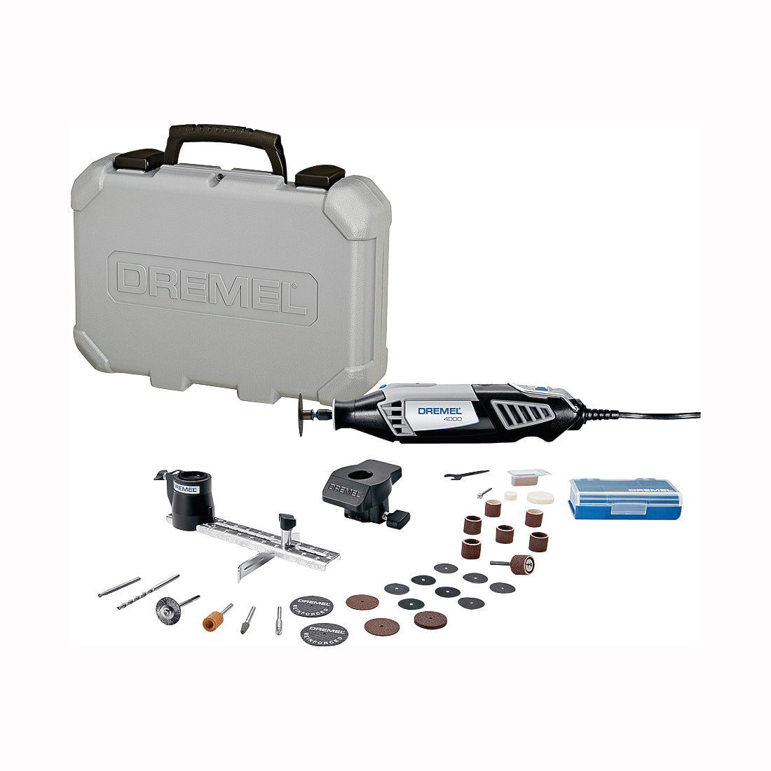 DREMEL 4000-2/30 Rotary Tool Kit, 1.6 A, 1/32 to 1/8 in Chuck, Keyed Chuck, 5000 to 35,000 rpm Speed