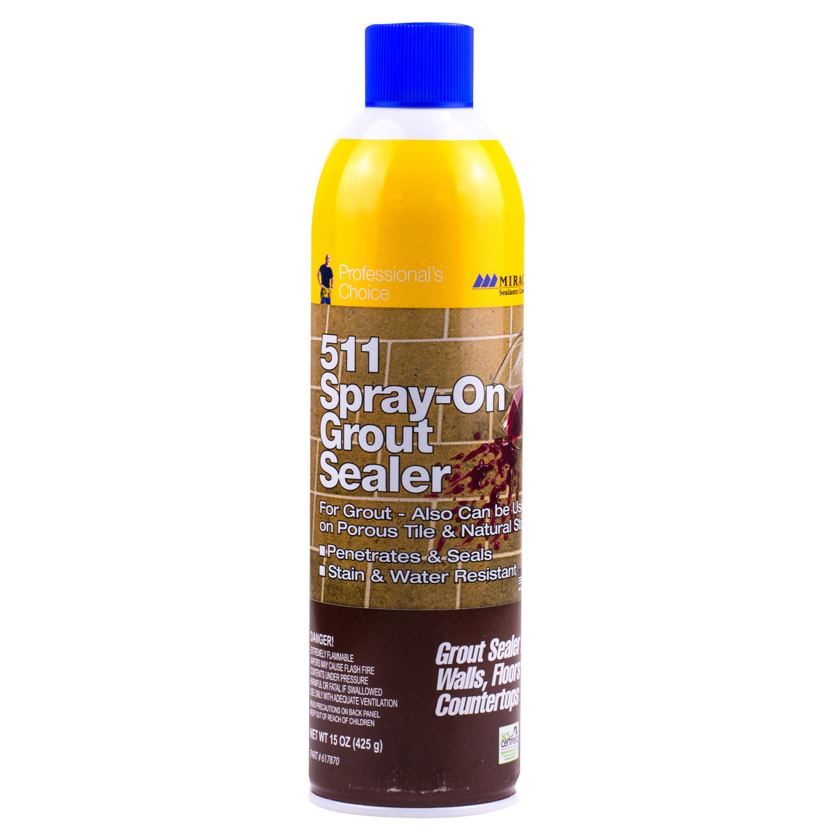 MIRACLE SEALANTS 511 Series GRT-SLR-AERO-6/1 Grout Sealer, Liquid, Clear, 15 oz, Can