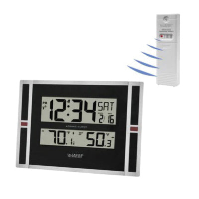 La Crosse 513-149 Clock, Square, Black Frame, Plastic Clock Face, Digital