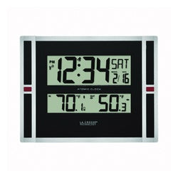 La Crosse 513-149 Clock, Square, Black Frame, Plastic Clock Face, Digital