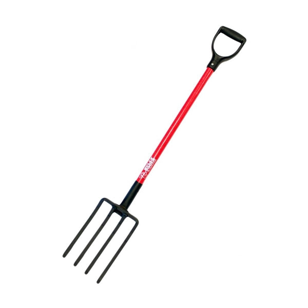 BULLY Tools 92370 Spading Fork, 7-1/2 in W Tine, 10 in L Tines, 4 -Tine, Steel Tine, Fiberglass Handle