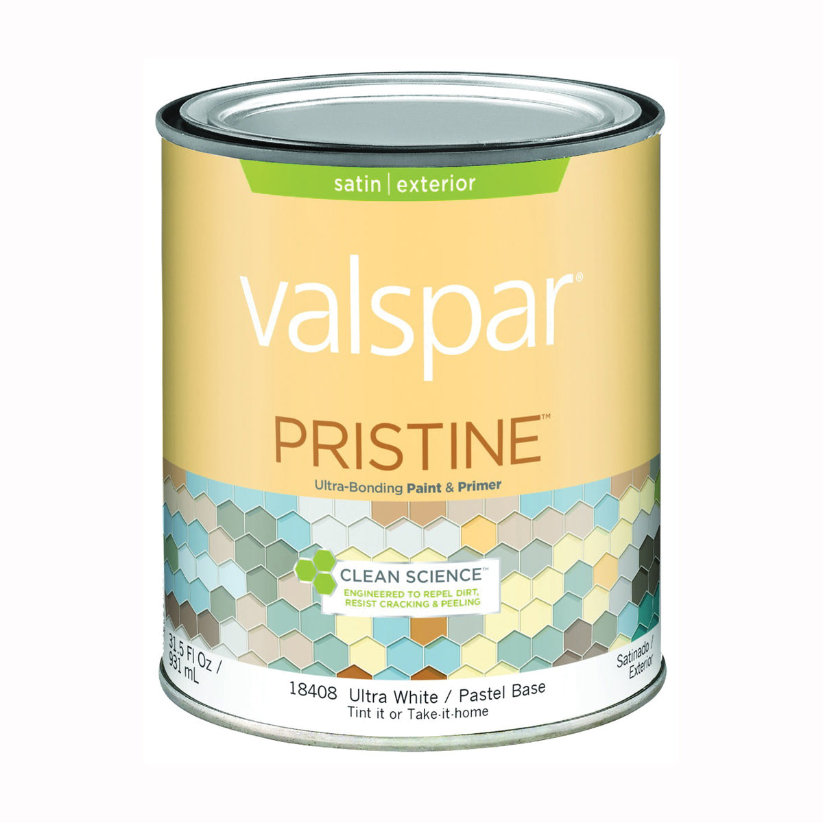 Valspar 027.0018408.005 Latex Paint, Satin, Pastel Base, 1 qt