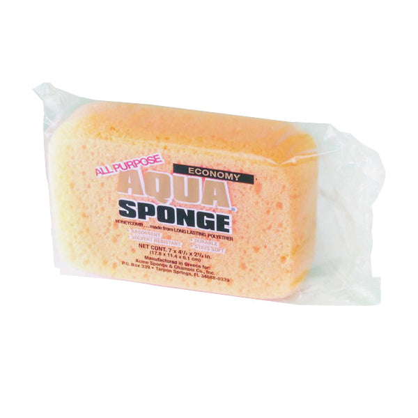 Aqua Sponge HO2 Cleaning Sponge, 7 in L, 4-1/2 in W, 2-3/8 in Thick, Honeycomb Polyether, Yellow