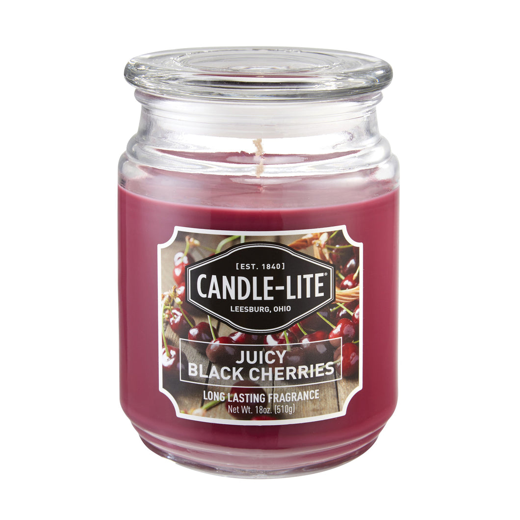 CANDLE-LITE 3297565 Jar Candle, Juicy Black Cherries Fragrance, Burgundy Candle, 70 to 110 hr Burning
