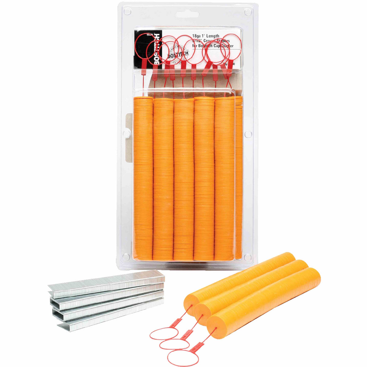 Bostitch CAPPAK-1M Cap Staple, 5/16 in W Crown, 1 in L Leg, 18 Gauge, Steel, Electro-Galvanized