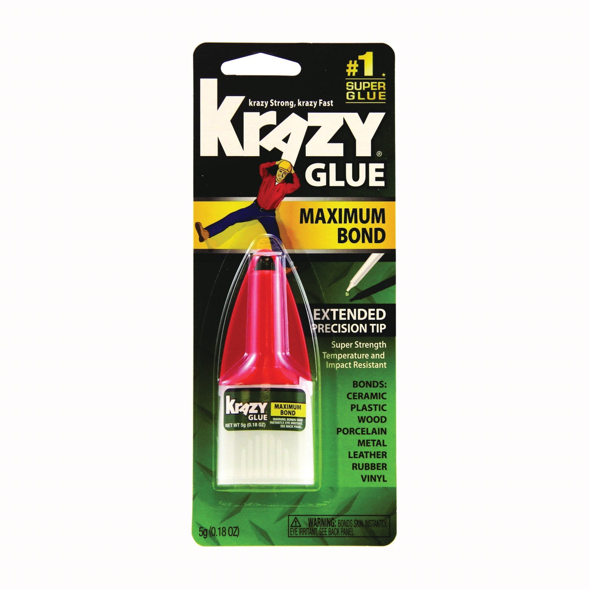 Krazy Glue Advanced Formula KG48348MR Maximum Bond Glue, Liquid, Irritating, Clear, 5 g Bottle
