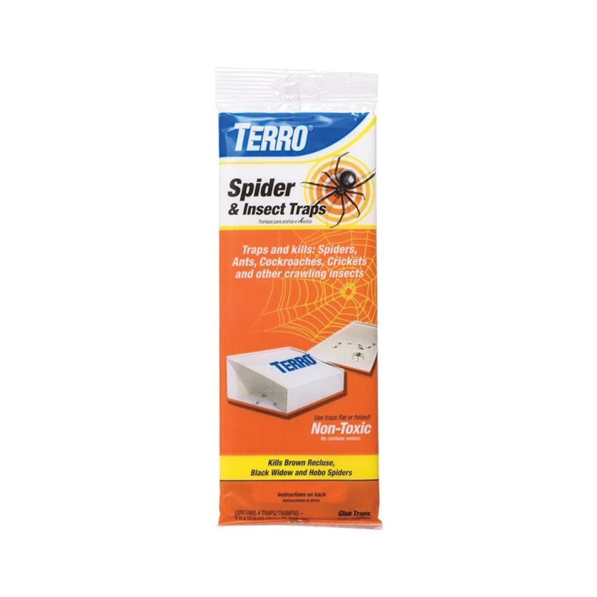 TERRO T3206 Spider and Insect Trap, Solid, Mild, 10 in L Trap, 4 in W Trap, Clear