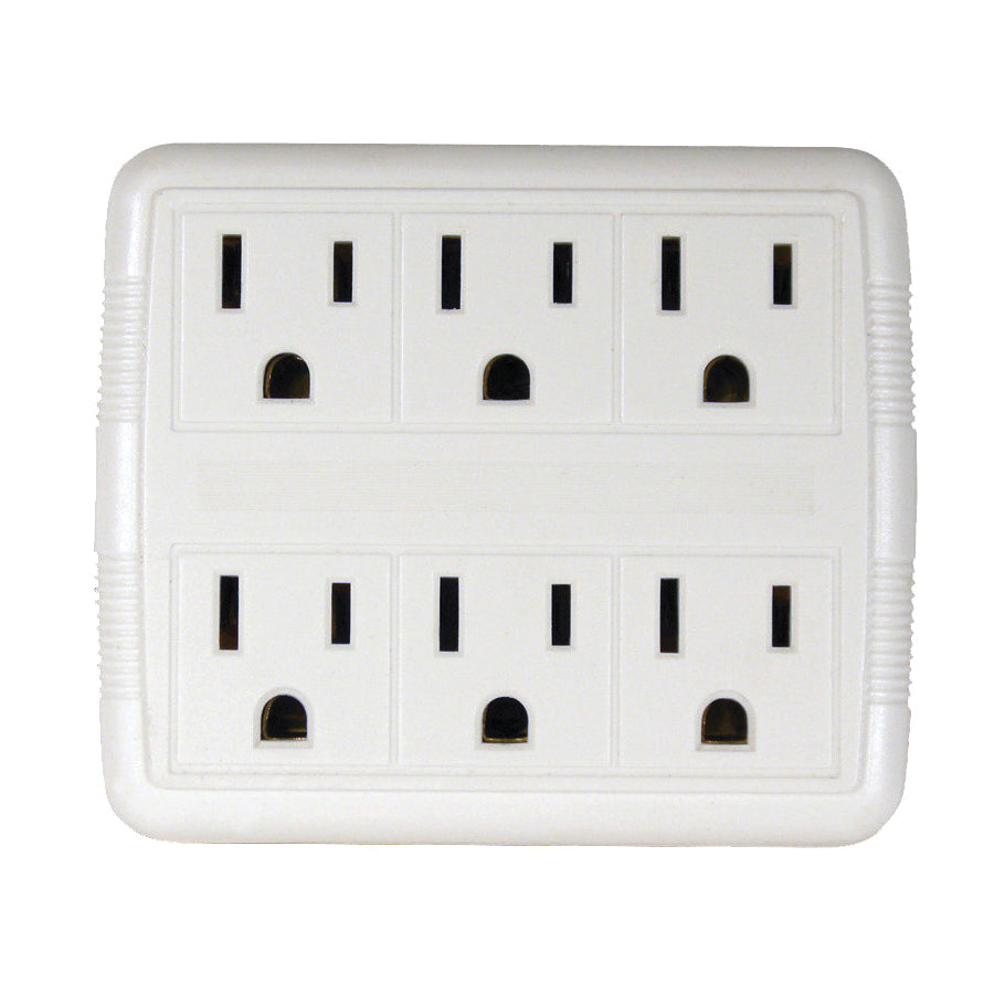 PowerZone OR801011 Outlet Tap, 125 V, 6 -Outlet, White