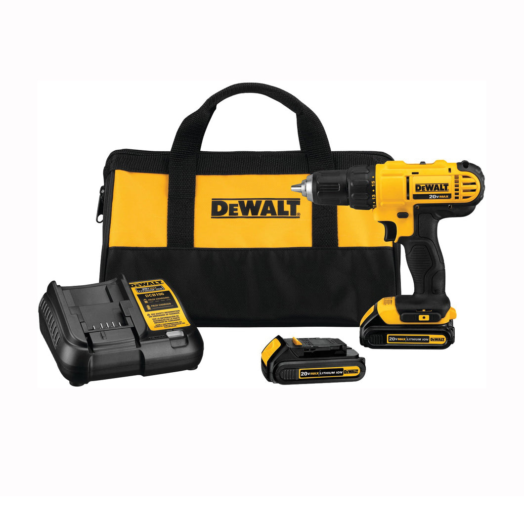 DeWALT DCD771C2 20V Max Compact Drill/Driver Kit (Includes (2) 20V Max Batteries, Charger, and Contractor Bag)
