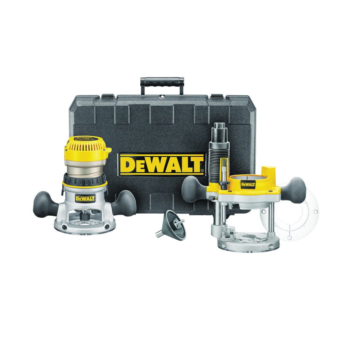 DeWALT DW618PK Corded 2-1/4HP EVS Fixed Base/Plunge Router Combo Kit w/Soft Start (Includes Vacuum Adapter and Kit Box)