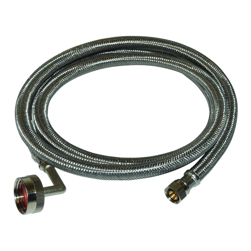 EZ-FLO 41042 Braided Dishwasher Connector Hose, 3/4 in Inlet, FHT Inlet, 3/8 in Outlet, Compression Outlet, 5 ft L