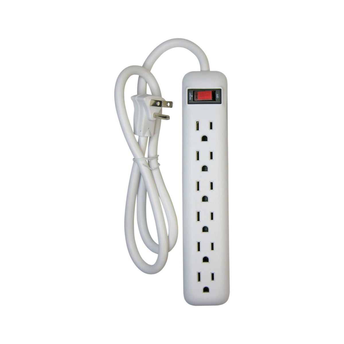 PowerZone OR801124 Power Outlet Strip, Straight Plug, 6 -Socket, 15 A, 125 V