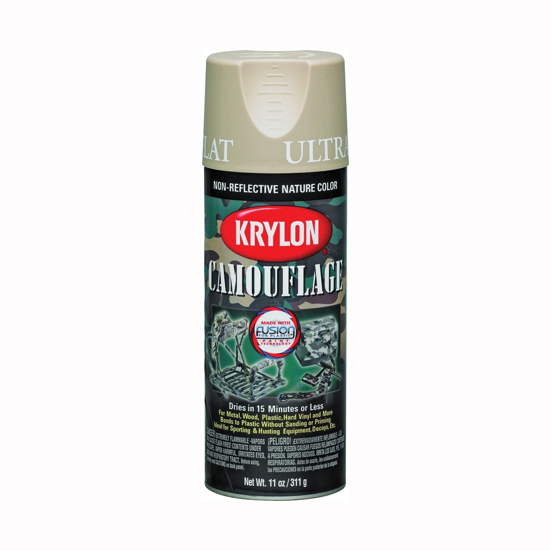 Krylon K04295007 Camouflage Spray Paint, Ultra Flat, Sand, 11 oz, Can