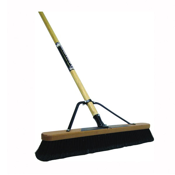 Quickie 00863HDSUTRI Push Broom, 24 in Sweep Face, Polypropylene Bristle, Wood Handle