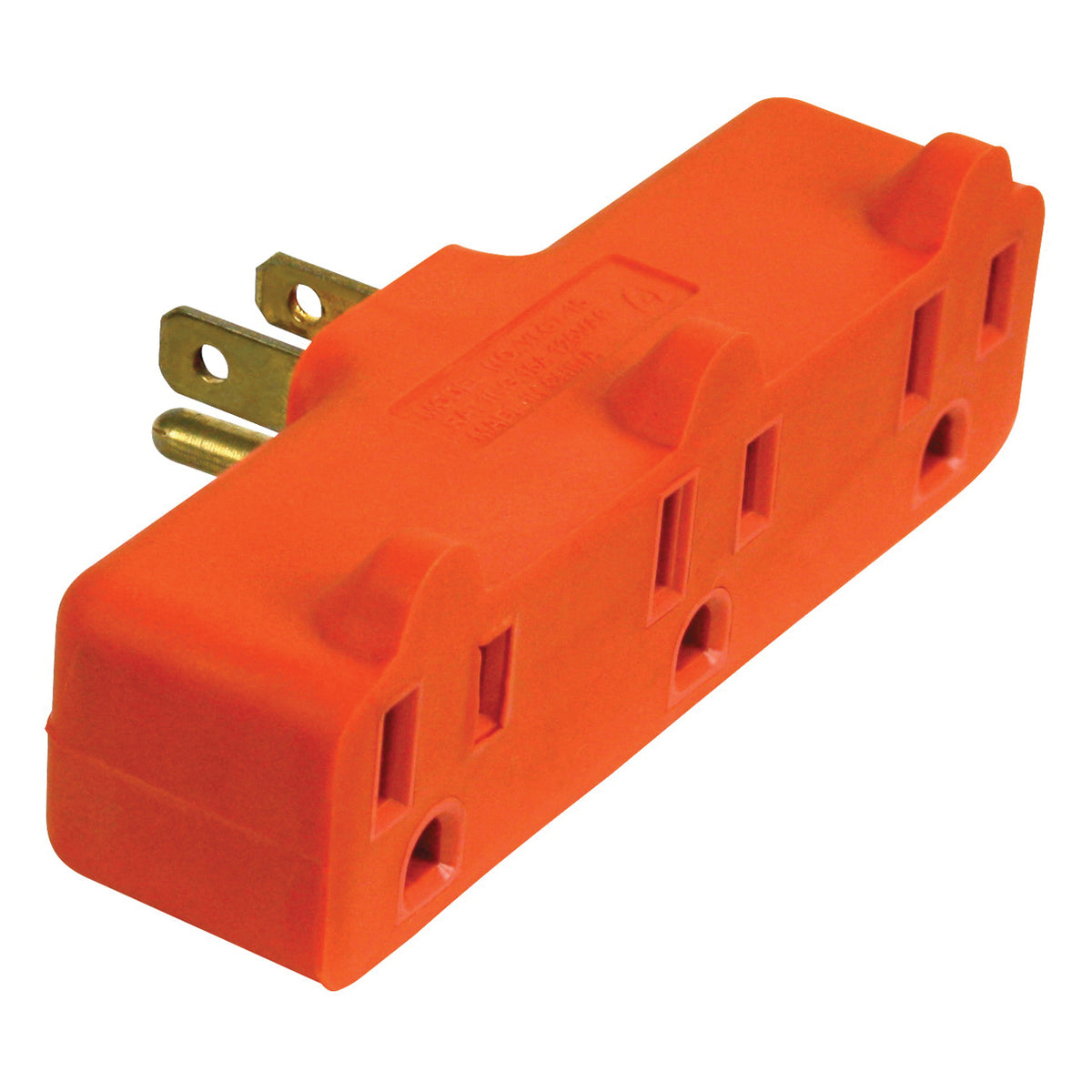 PowerZone ORAD0100 Outlet Tap, 3 -Outlet, Orange