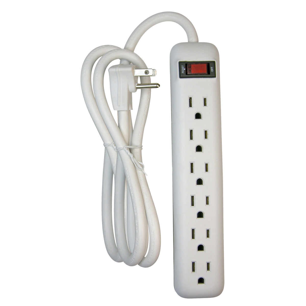 PowerZone OR801115 Power Outlet Strip, Right Angle Plug, 6 -Socket, 15 A, 125 V