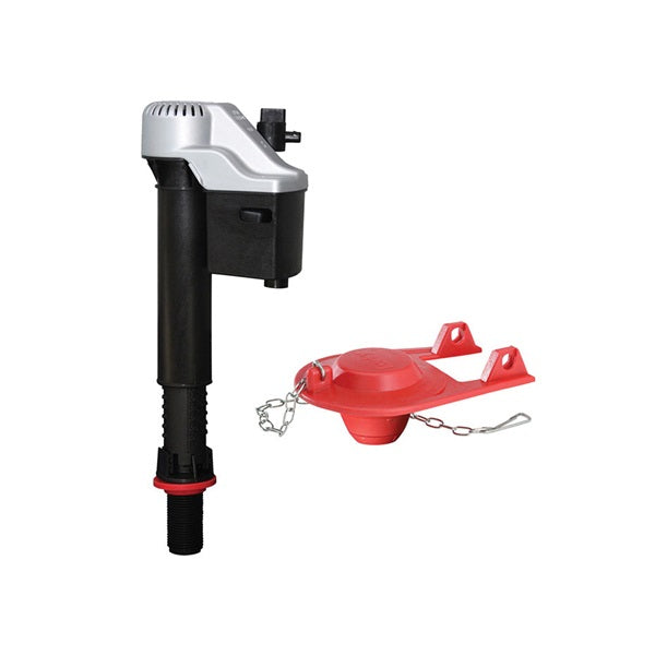 Korky 818MP Fill Valve and Flapper Kit, &lt;1.6 gpf, Rubber Body, Black/Red/Silver, Anti-Siphon: No