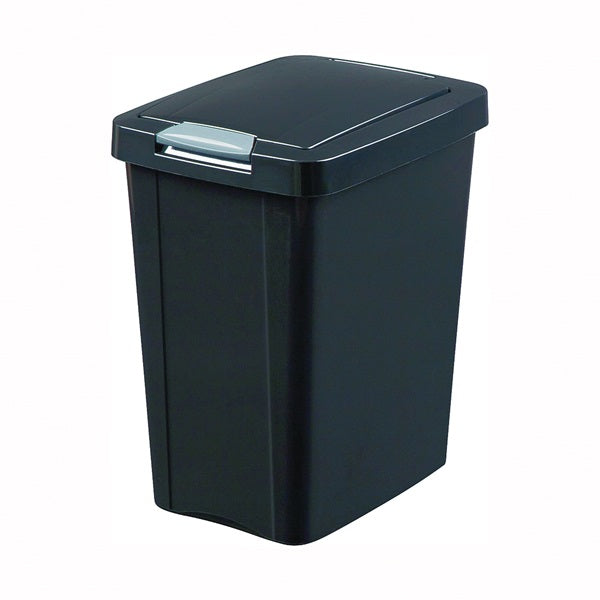 Sterilite TouchTop 10439004 Waste Basket, 7.5 gal Capacity, Black, 17-3/4 in H